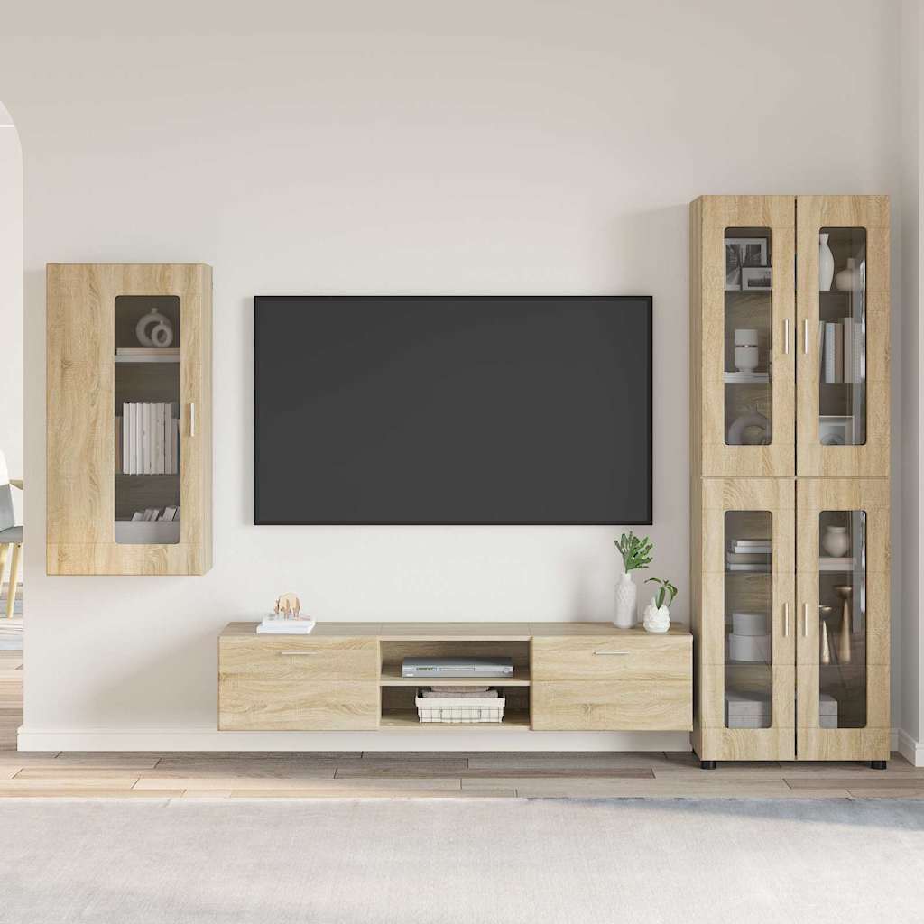 TV-benksett med skuff FLORIN 3 pcs Sonoma eik Konstruert tre