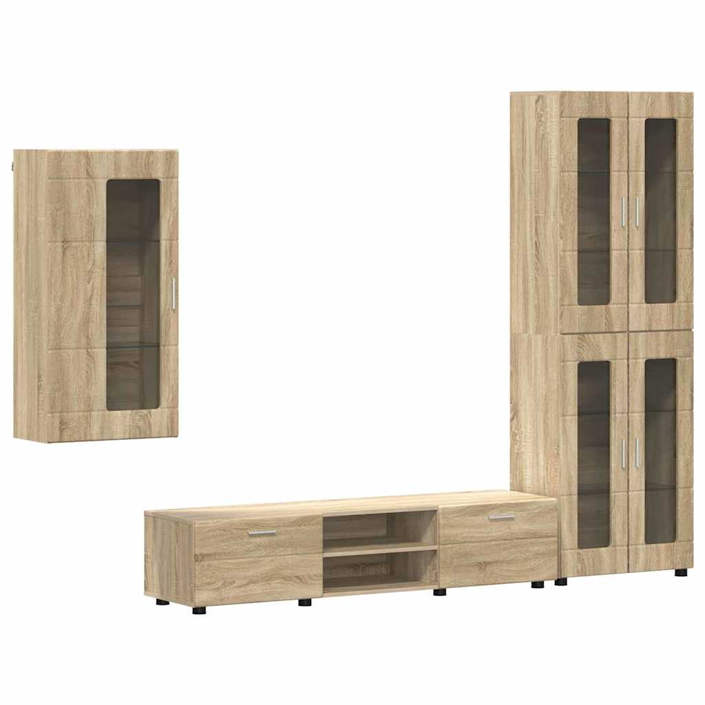 TV-benksett med skuff FLORIN 3 pcs Sonoma eik Konstruert tre