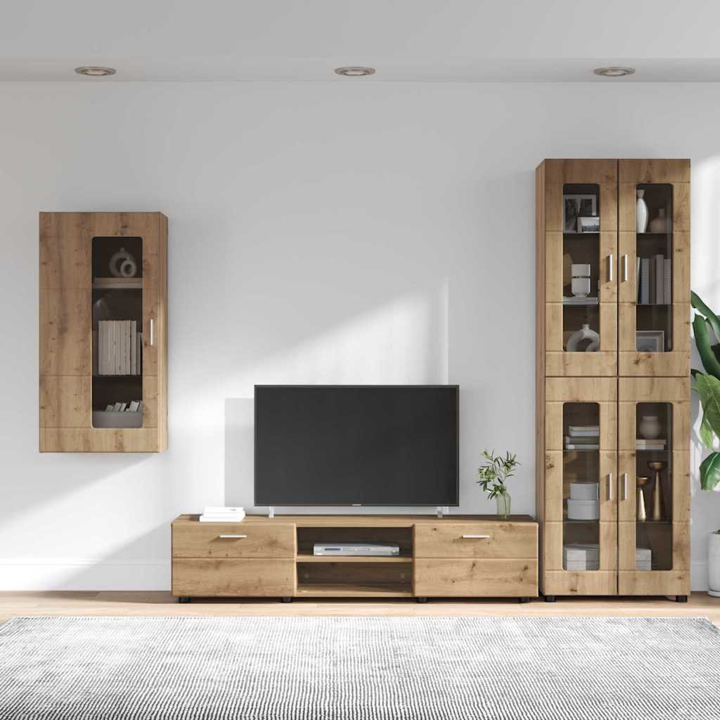 TV-benksett FLORIN 3 stk. Artisan Eik Konstruert tre