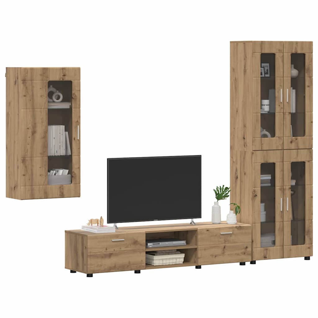 TV-benksett FLORIN 3 stk. Artisan Eik Konstruert tre