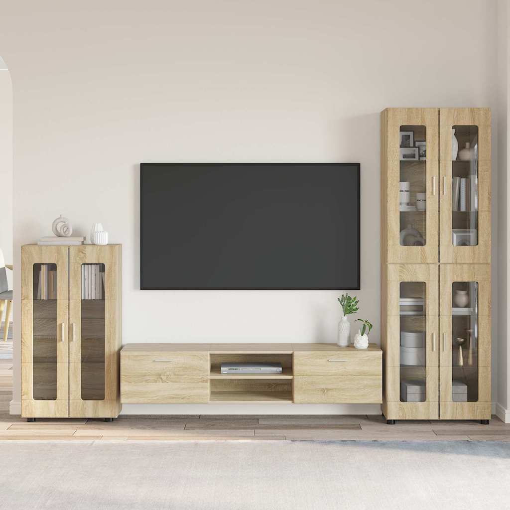 TV-benksett med skuff FLORIN 3 pcs Sonoma eik Konstruert tre