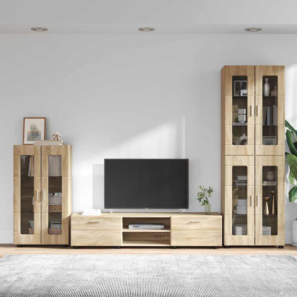 TV-benksett med skuff FLORIN 3 pcs Sonoma eik Konstruert tre