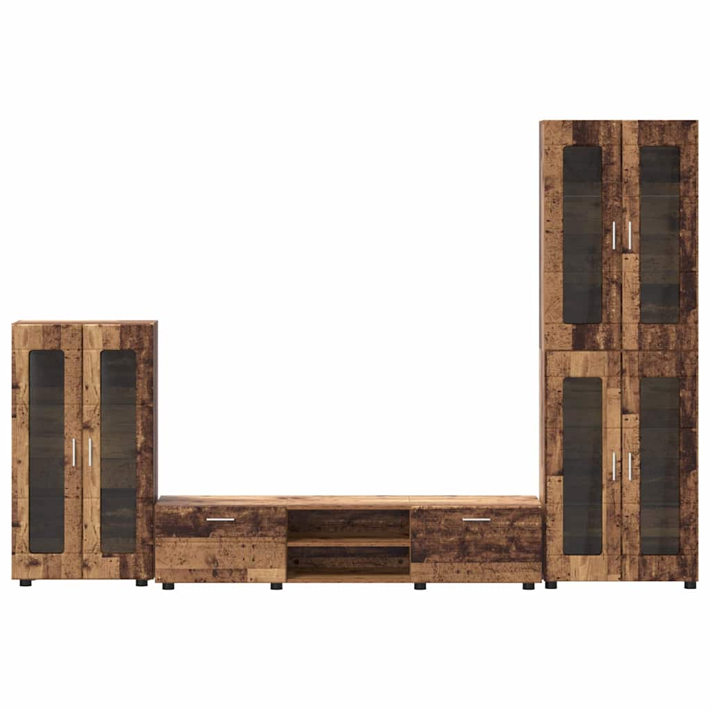 TV-benksett med skuff FLORIN 3 pcs Gammelt tre Konstruert tre