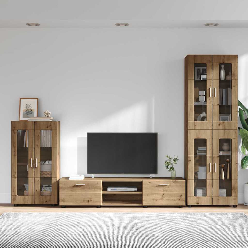 TV-benksett med skuff FLORIN 3 pcs Artisan Eik Konstruert tre