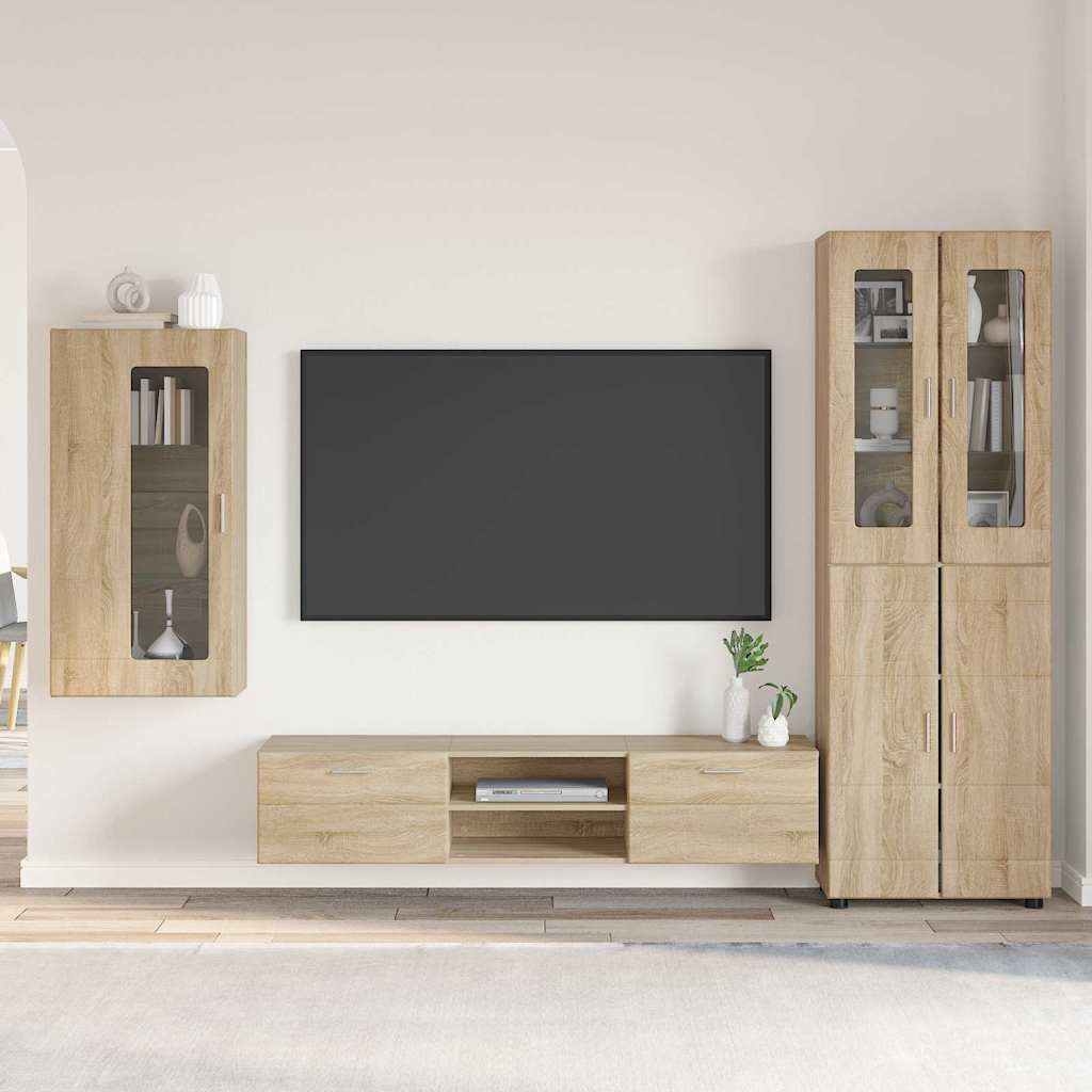 TV-benksett med skuff FLORIN 3 pcs Sonoma eik Konstruert tre