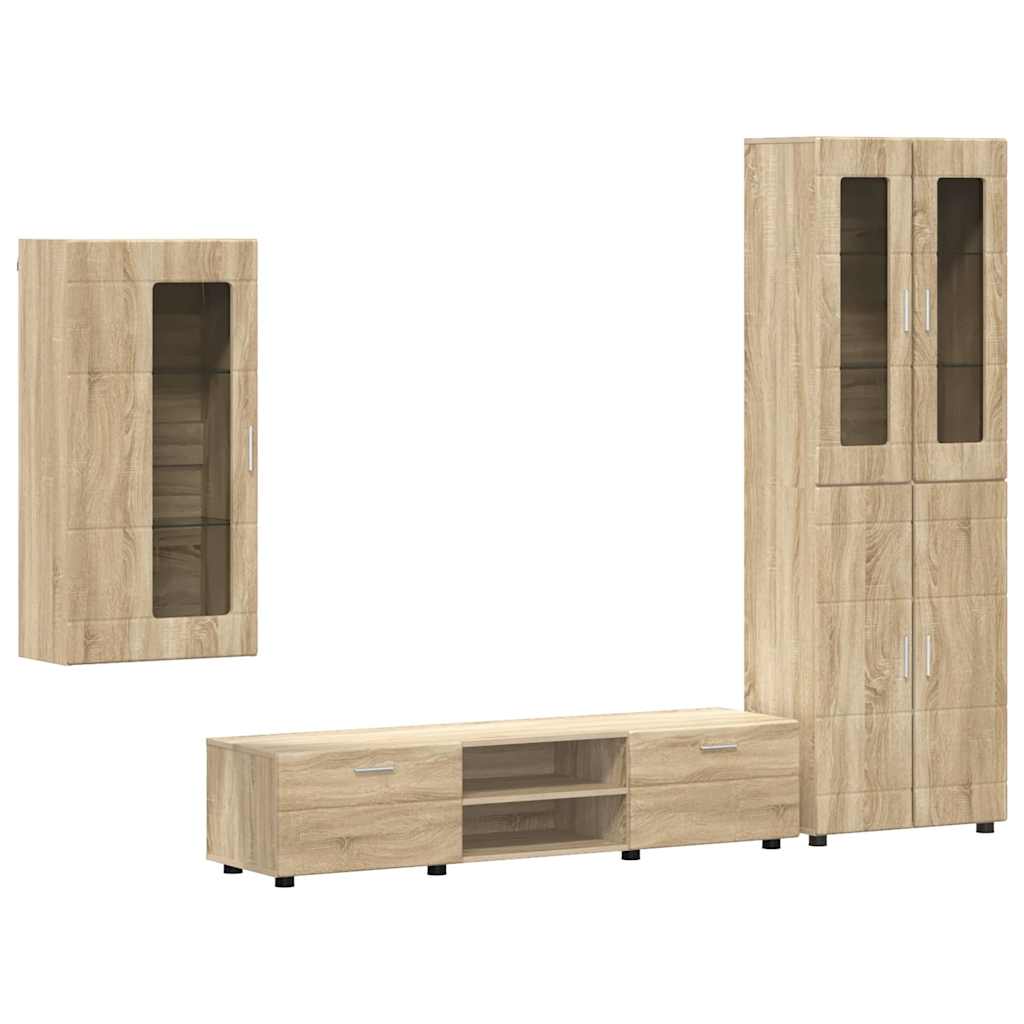 TV-benksett med skuff FLORIN 3 pcs Sonoma eik Konstruert tre