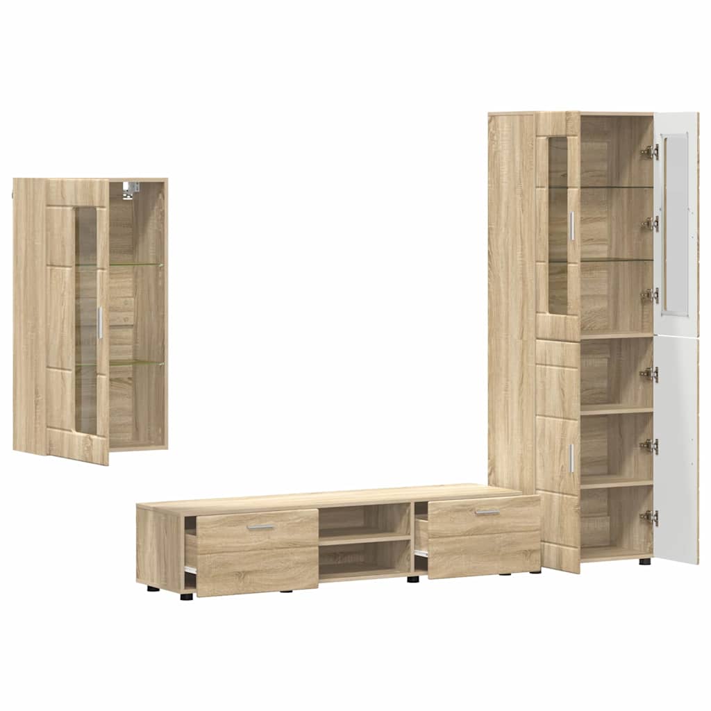 TV-benksett med skuff FLORIN 3 pcs Sonoma eik Konstruert tre