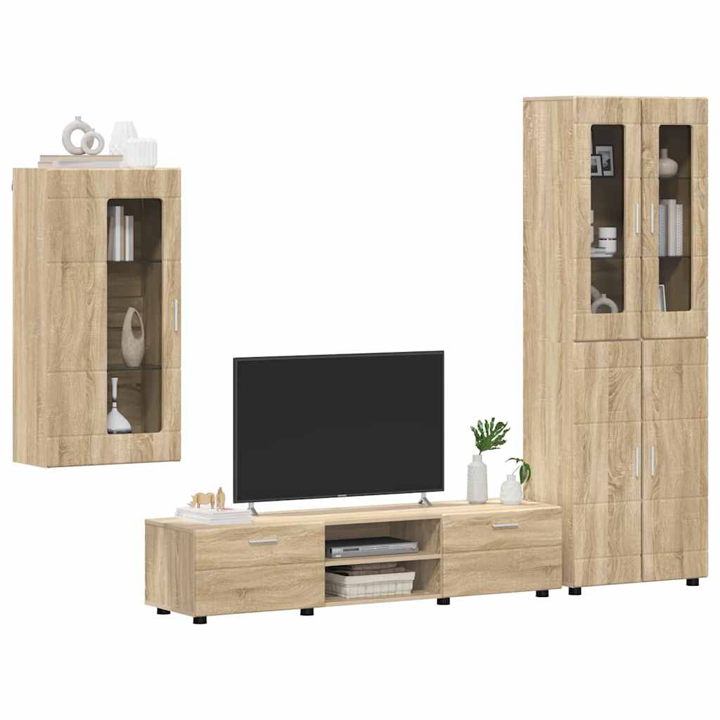 TV-benksett med skuff FLORIN 3 pcs Sonoma eik Konstruert tre