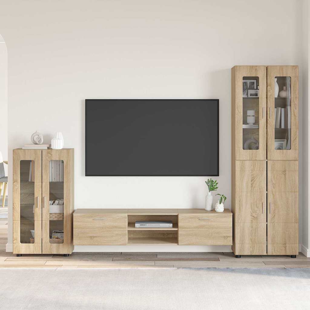 TV-benksett med skuff FLORIN 3 pcs Sonoma eik Konstruert tre