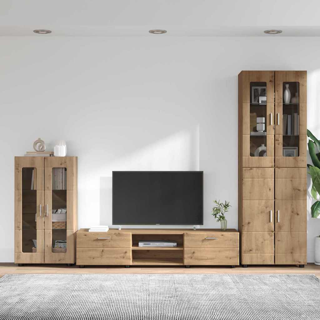 TV-benksett FLORIN 3 stk. Artisan Eik Konstruert tre