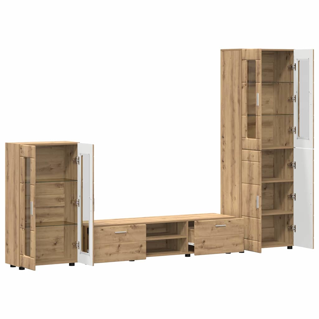 TV-benksett FLORIN 3 stk. Artisan Eik Konstruert tre