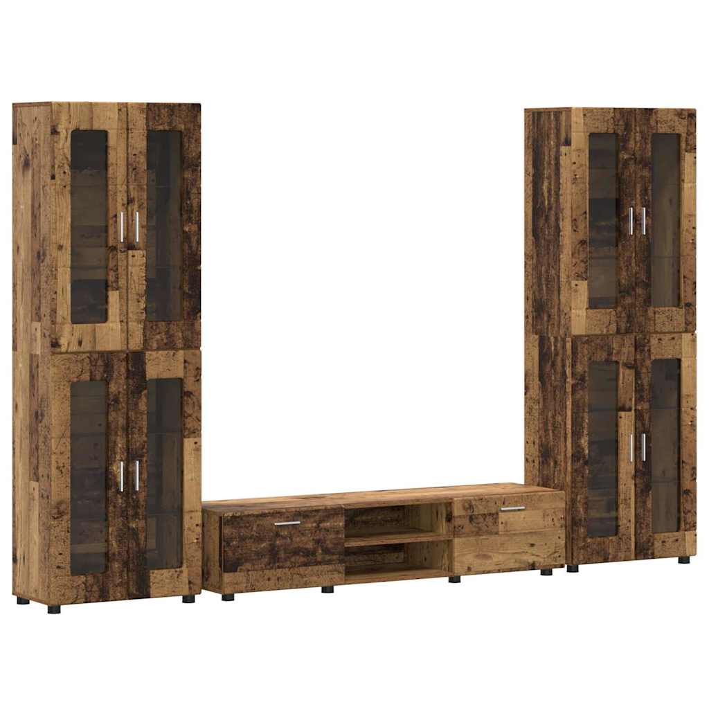 TV-benksett med skuff FLORIN 3 pcs Gammelt tre Konstruert tre