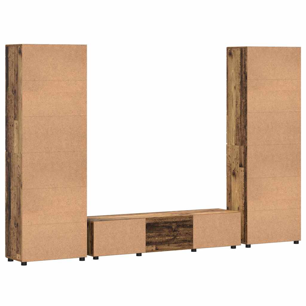 TV-benksett med skuff FLORIN 3 pcs Gammelt tre Konstruert tre