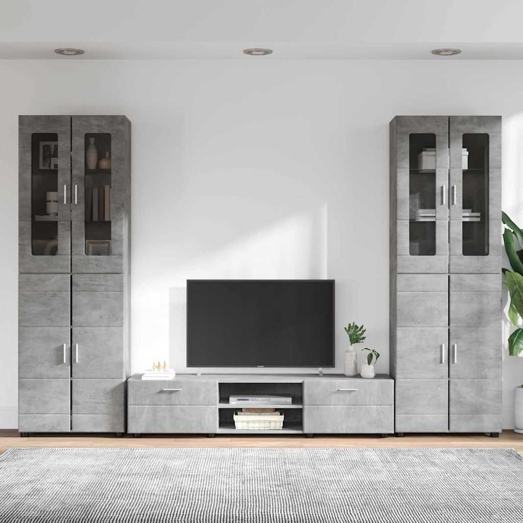 TV-benksett med skuff FLORIN 3 pcs Betonggrå Konstruert tre