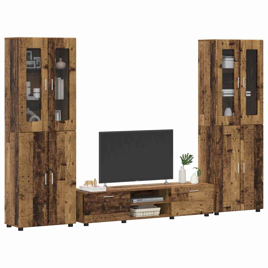 TV-benksett med skuff FLORIN 3 pcs Gammelt tre Konstruert tre