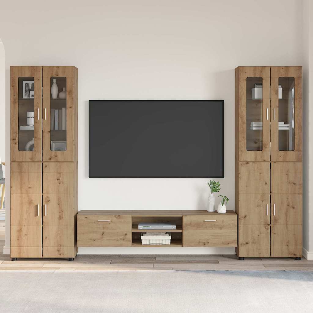 TV-benksett FLORIN 3 stk. Artisan Eik Konstruert tre