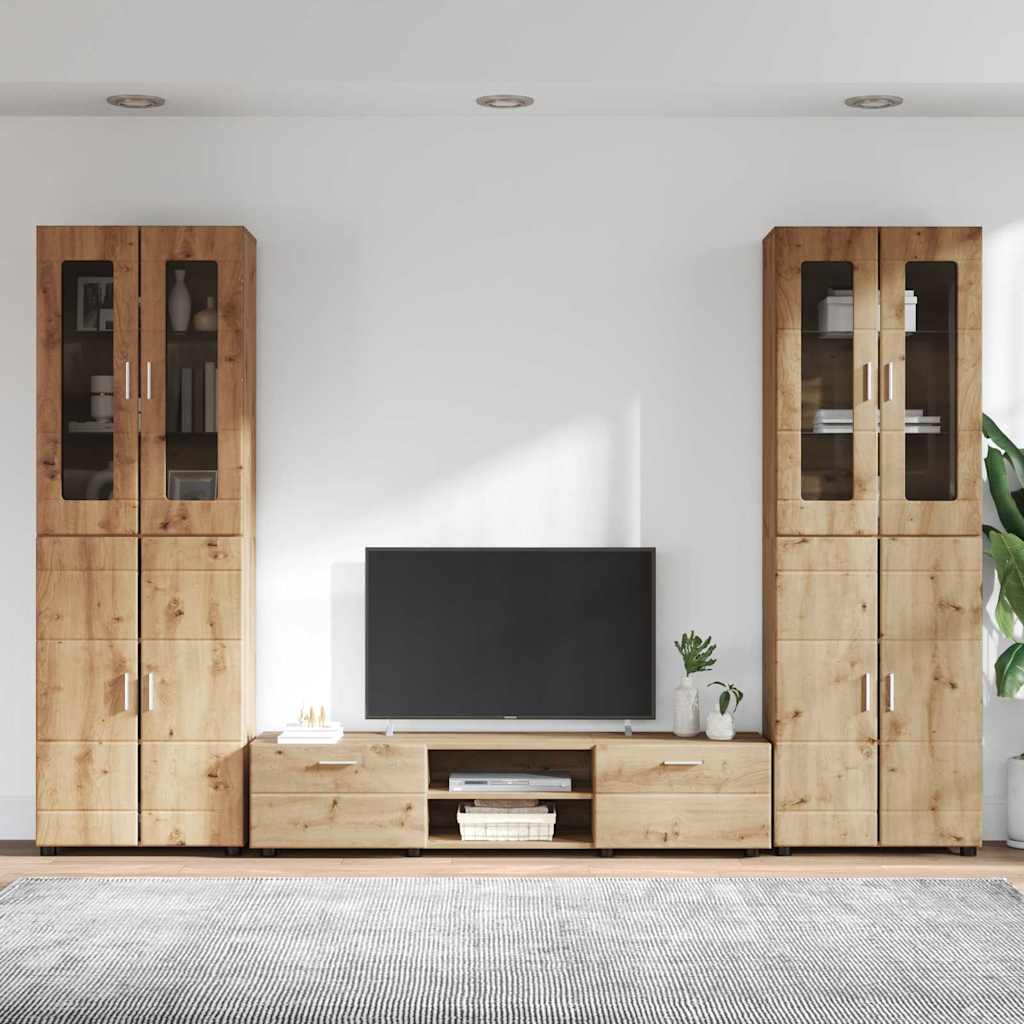 TV-benksett FLORIN 3 stk. Artisan Eik Konstruert tre