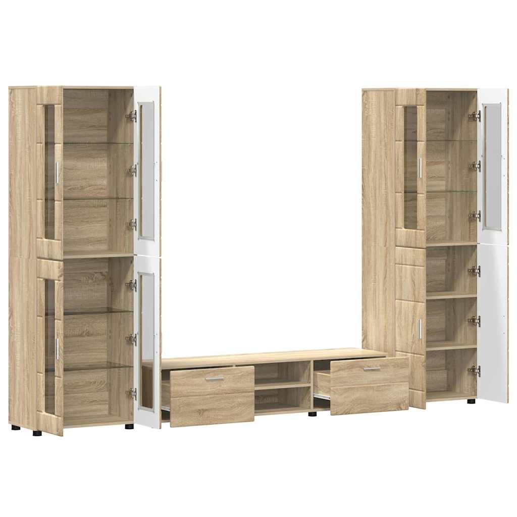 TV-benksett med skuff FLORIN 3 pcs Sonoma eik Konstruert tre