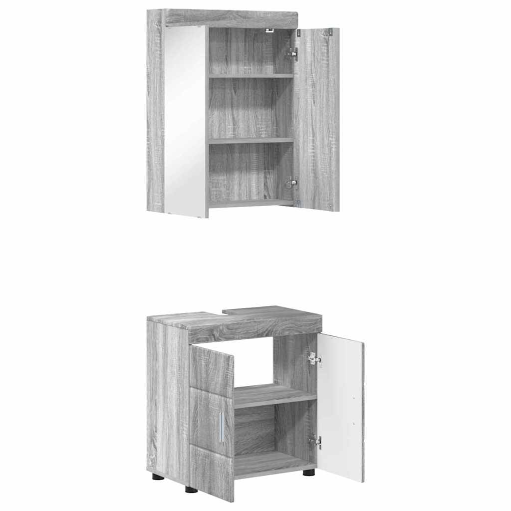 Baderomsinnredningssett TULUM 2 pcs Grå Sonoma 60 x 34 x 63 cm
