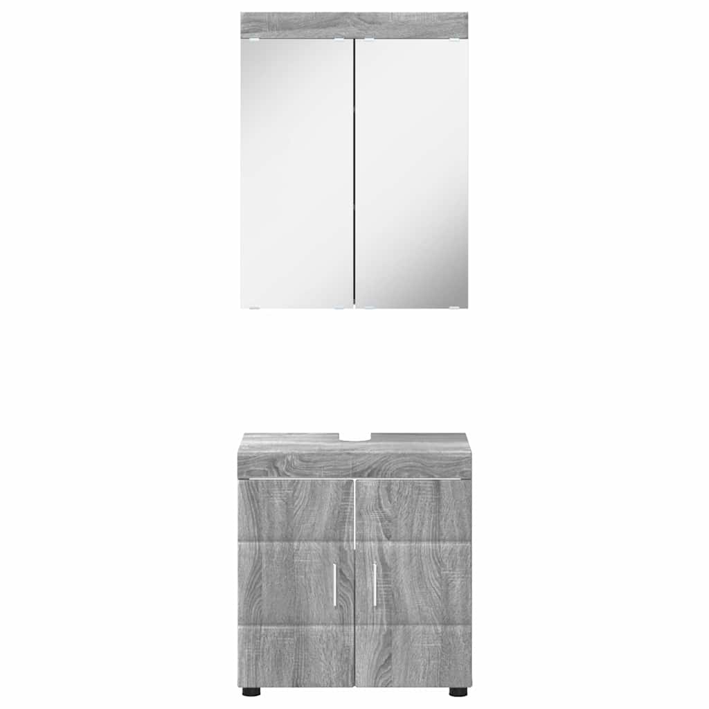 Baderomsinnredningssett TULUM 2 pcs Grå Sonoma 60 x 34 x 63 cm