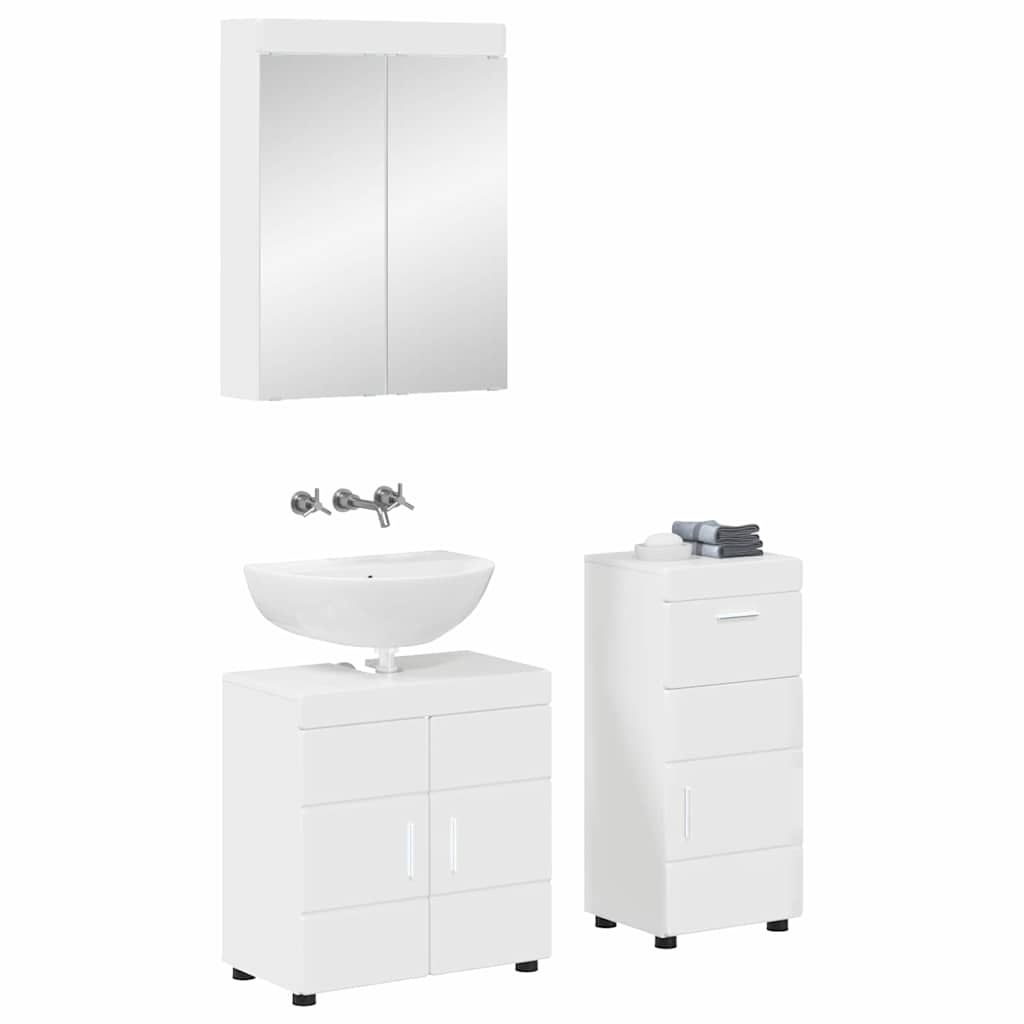 Baderomsinnredningssett TULUM 3 pcs Høyglanset hvit