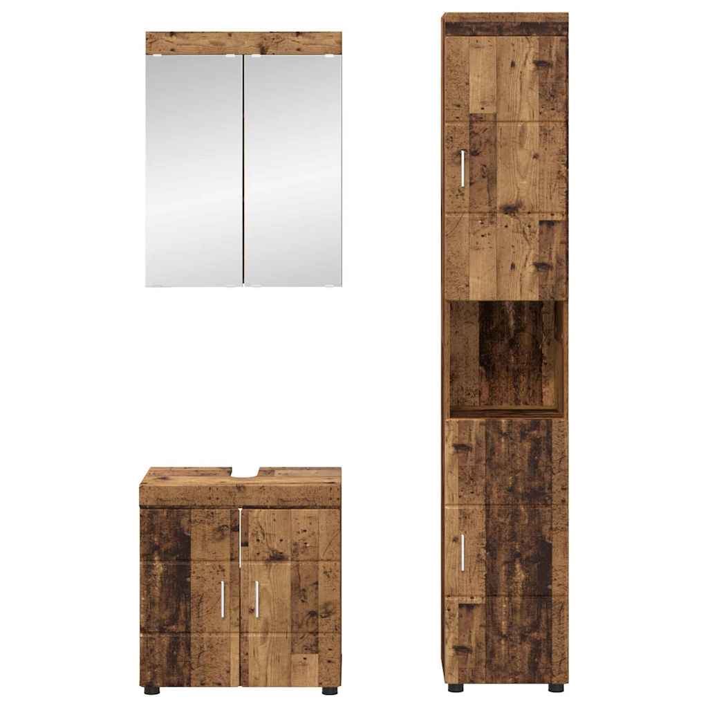 Baderomsinnredningssett TULUM 3 pcs Gammelt tre 60 x 34 x 63 cm