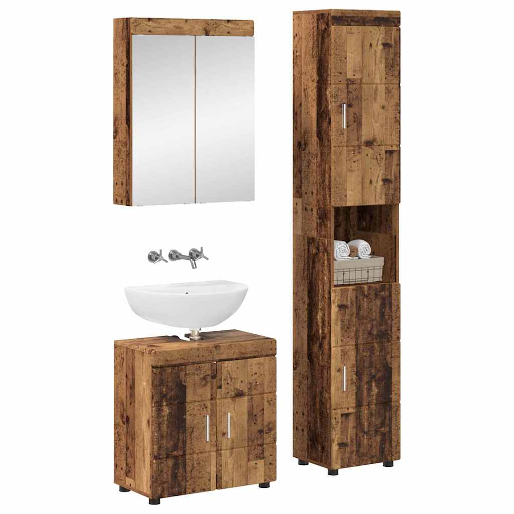 Baderomsinnredningssett TULUM 3 pcs Gammelt tre 60 x 34 x 63 cm