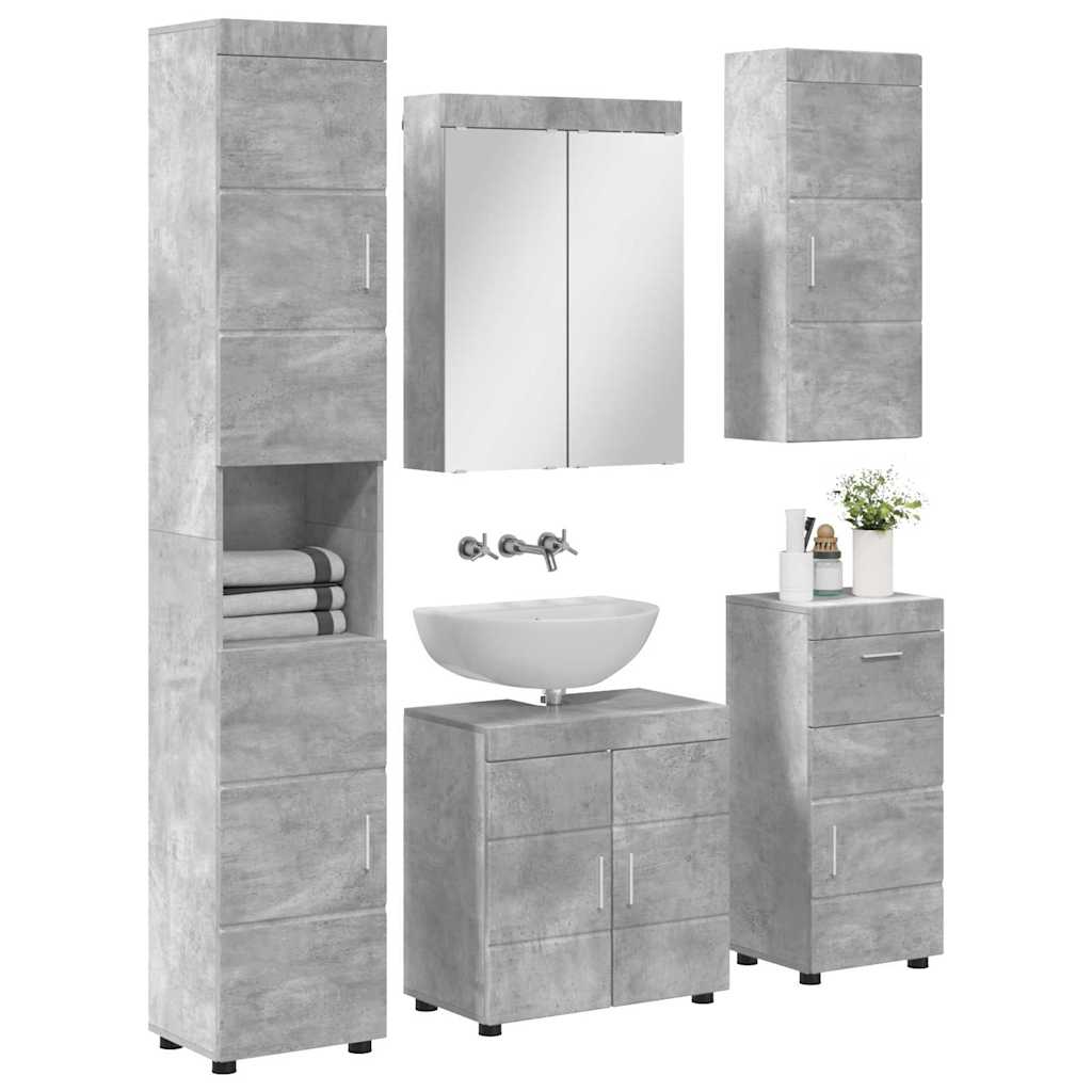 Baderomsinnredningssett TULUM 5 pcs Betonggrå 60 x 34 x 63 cm
