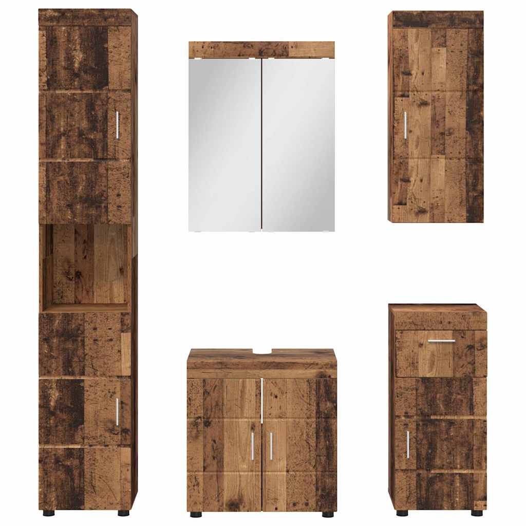 Baderomsinnredningssett TULUM 5 pcs Gammelt tre 60 x 34 x 63 cm