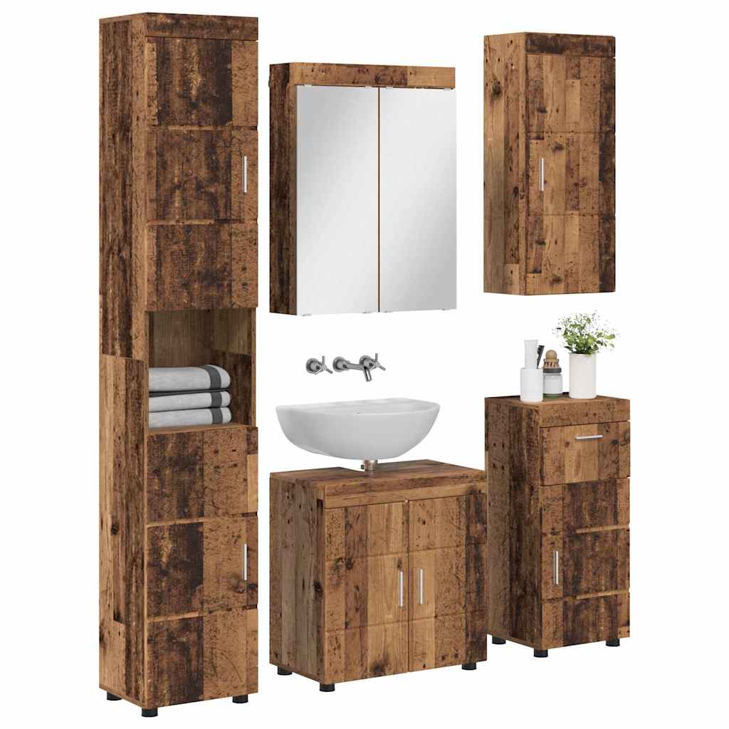 Baderomsinnredningssett TULUM 5 pcs Gammelt tre 60 x 34 x 63 cm