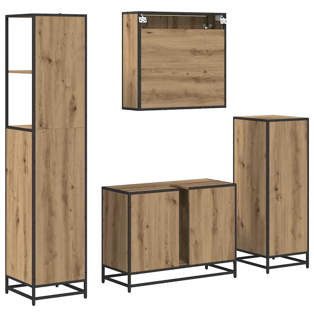 Baderomsinnredningssett 4 pcs Artisan Eik Konstruert tre