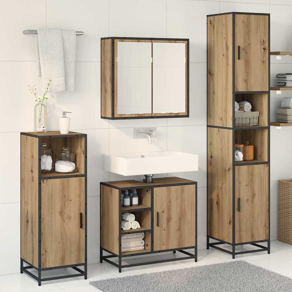 Baderomsinnredningssett 3 pcs Artisan Eik Konstruert tre