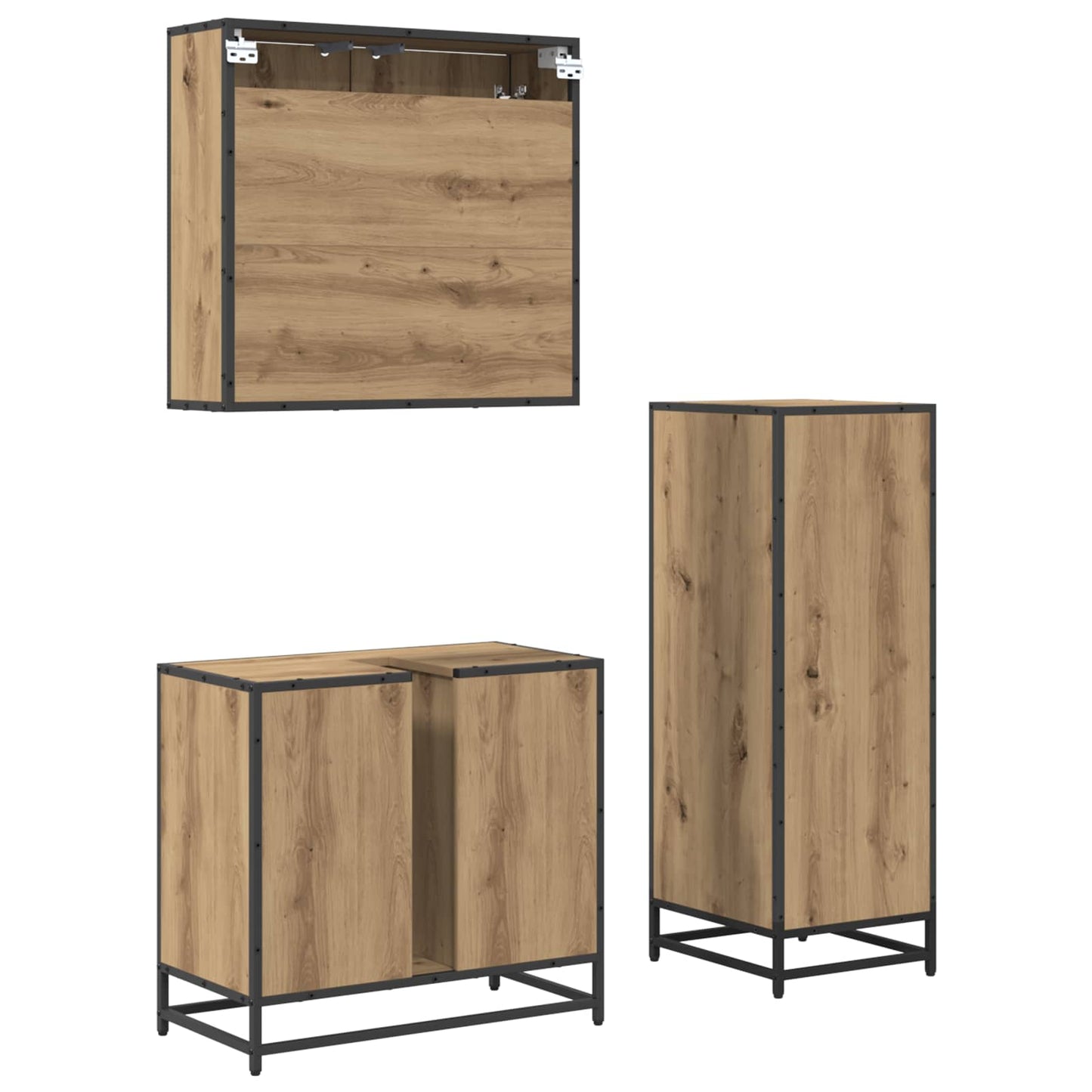Baderomsinnredningssett 3 pcs Artisan Eik Konstruert tre
