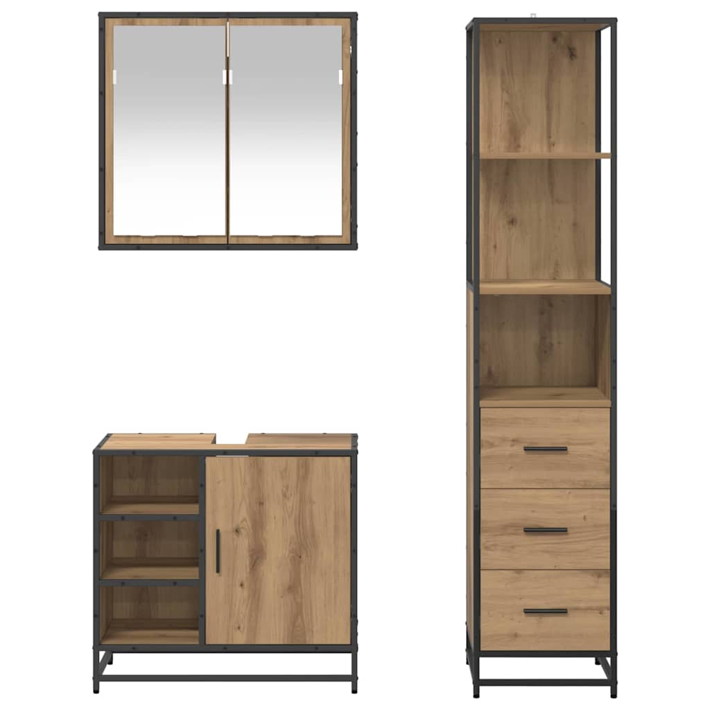 Baderomsinnredningssett 3 pcs Artisan Eik Konstruert tre