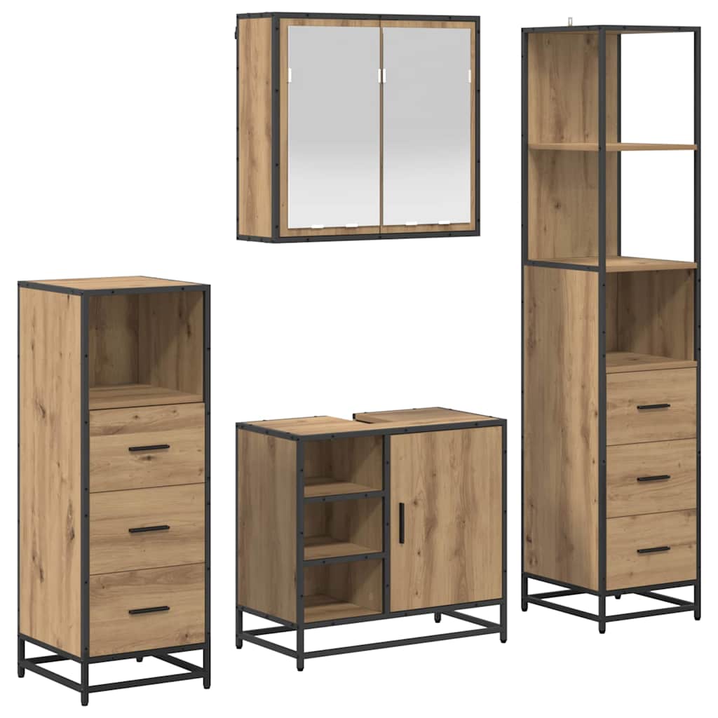Baderomsinnredningssett 4 pcs Artisan Eik Konstruert tre