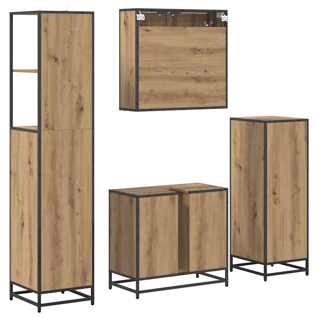 Baderomsinnredningssett 4 pcs Artisan Eik Konstruert tre