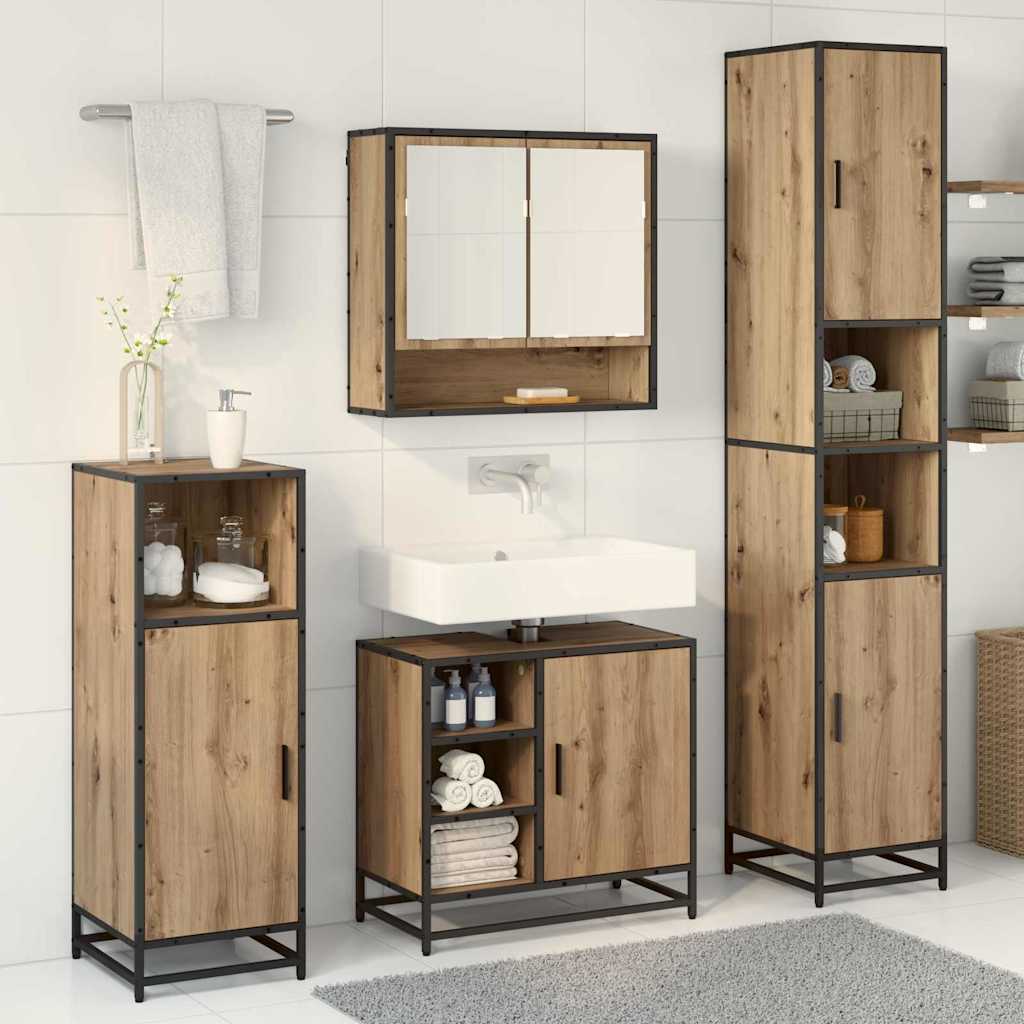 Baderomsinnredningssett 3 pcs Artisan Eik Konstruert tre