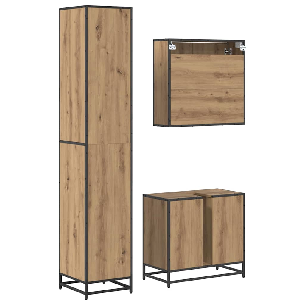 Baderomsinnredningssett 3 pcs Artisan Eik Konstruert tre