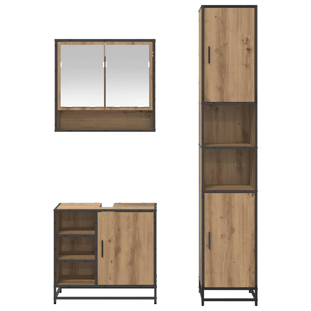 Baderomsinnredningssett 3 pcs Artisan Eik Konstruert tre