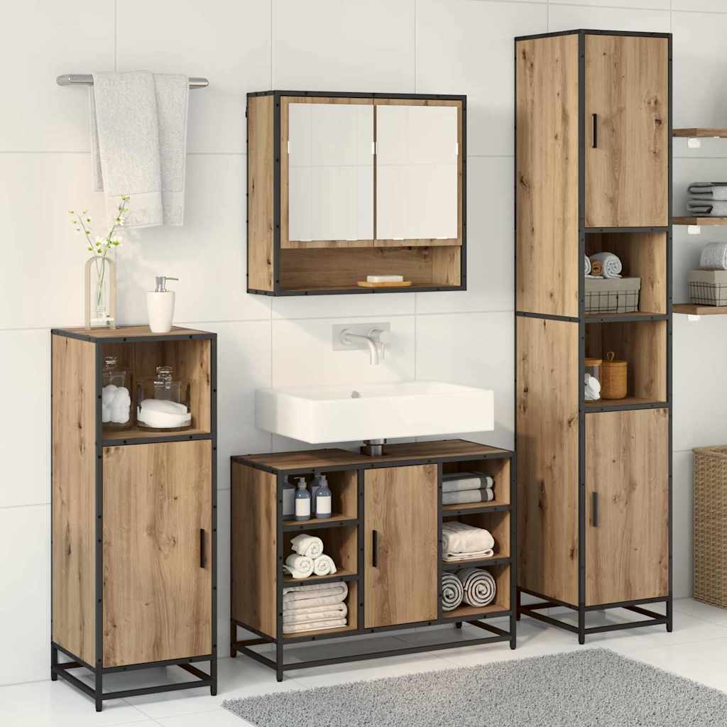 Baderomsinnredningssett 3 pcs Artisan Eik Konstruert tre