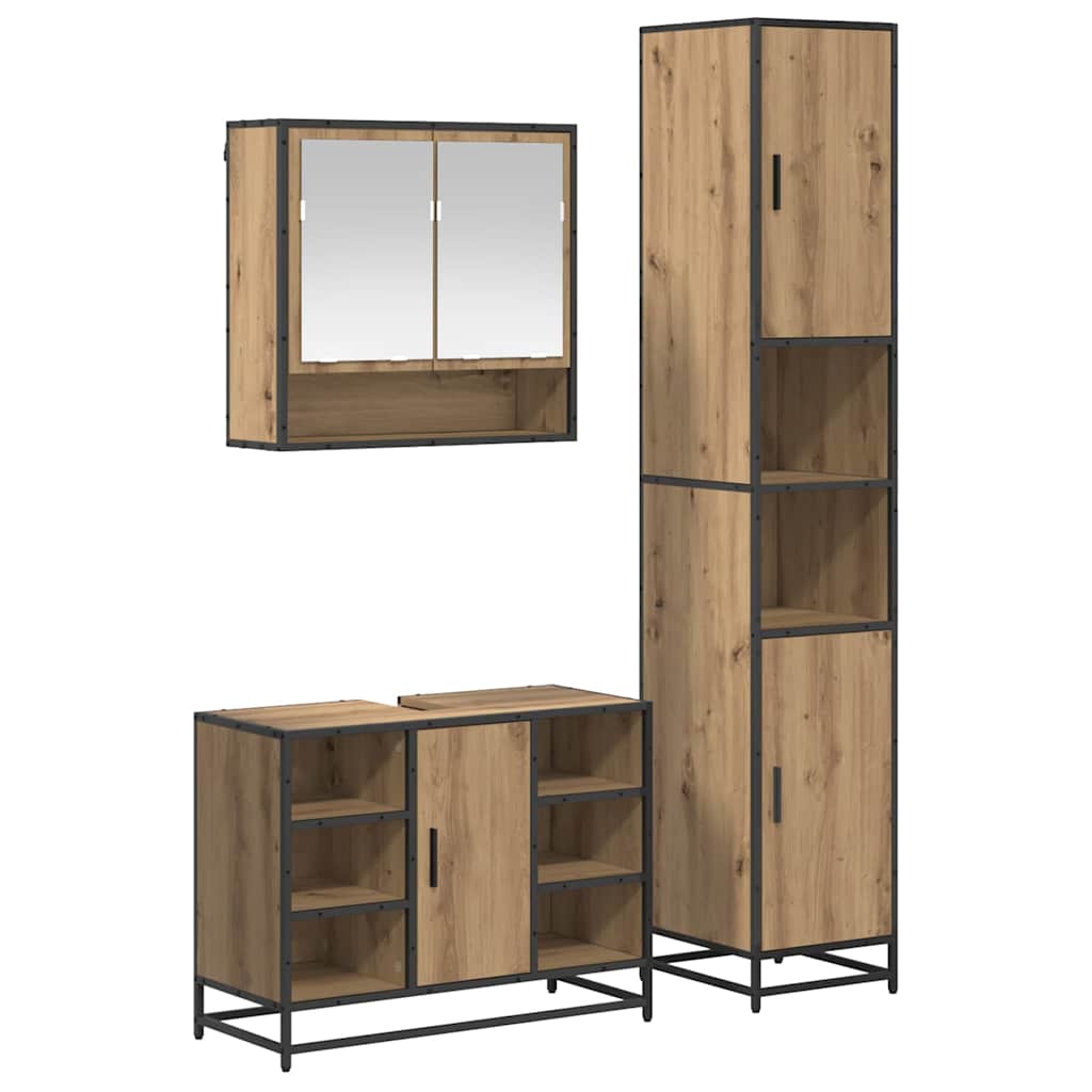 Baderomsinnredningssett 3 pcs Artisan Eik Konstruert tre