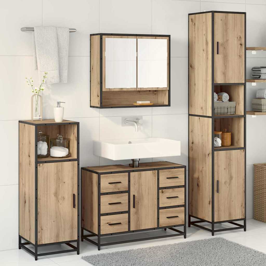 Baderomsinnredningssett 3 pcs Artisan Eik Konstruert tre