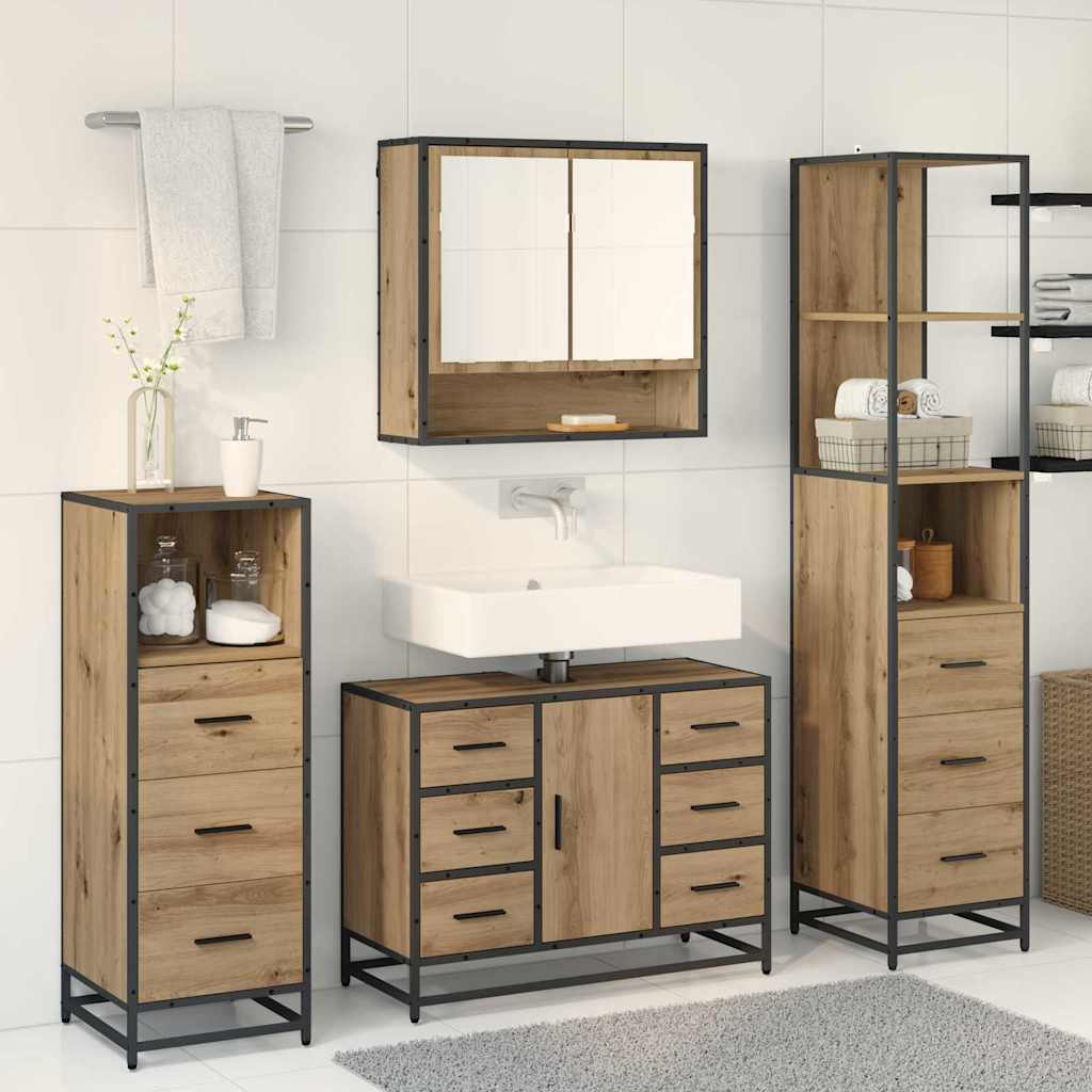 Baderomsinnredningssett 3 pcs Artisan Eik Konstruert tre