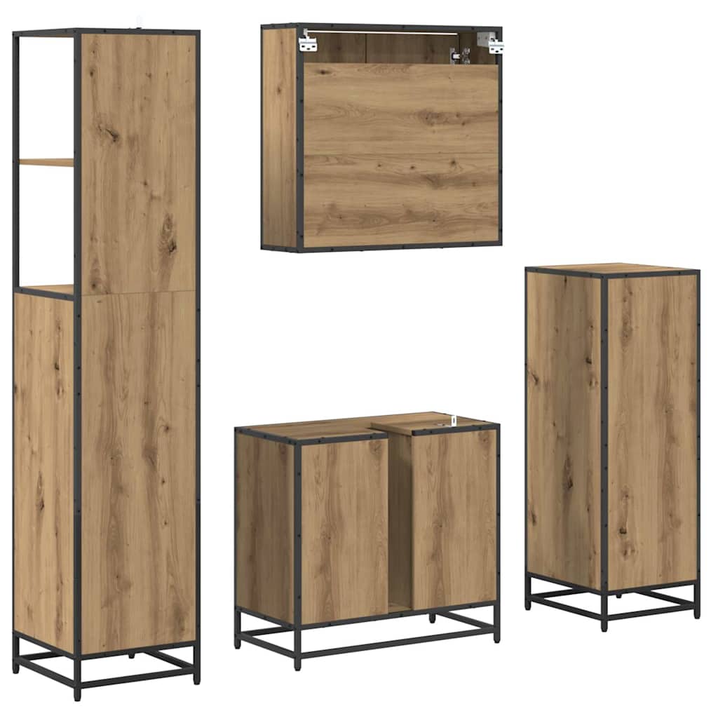 Baderomsinnredningssett 4 pcs Artisan Eik Konstruert tre