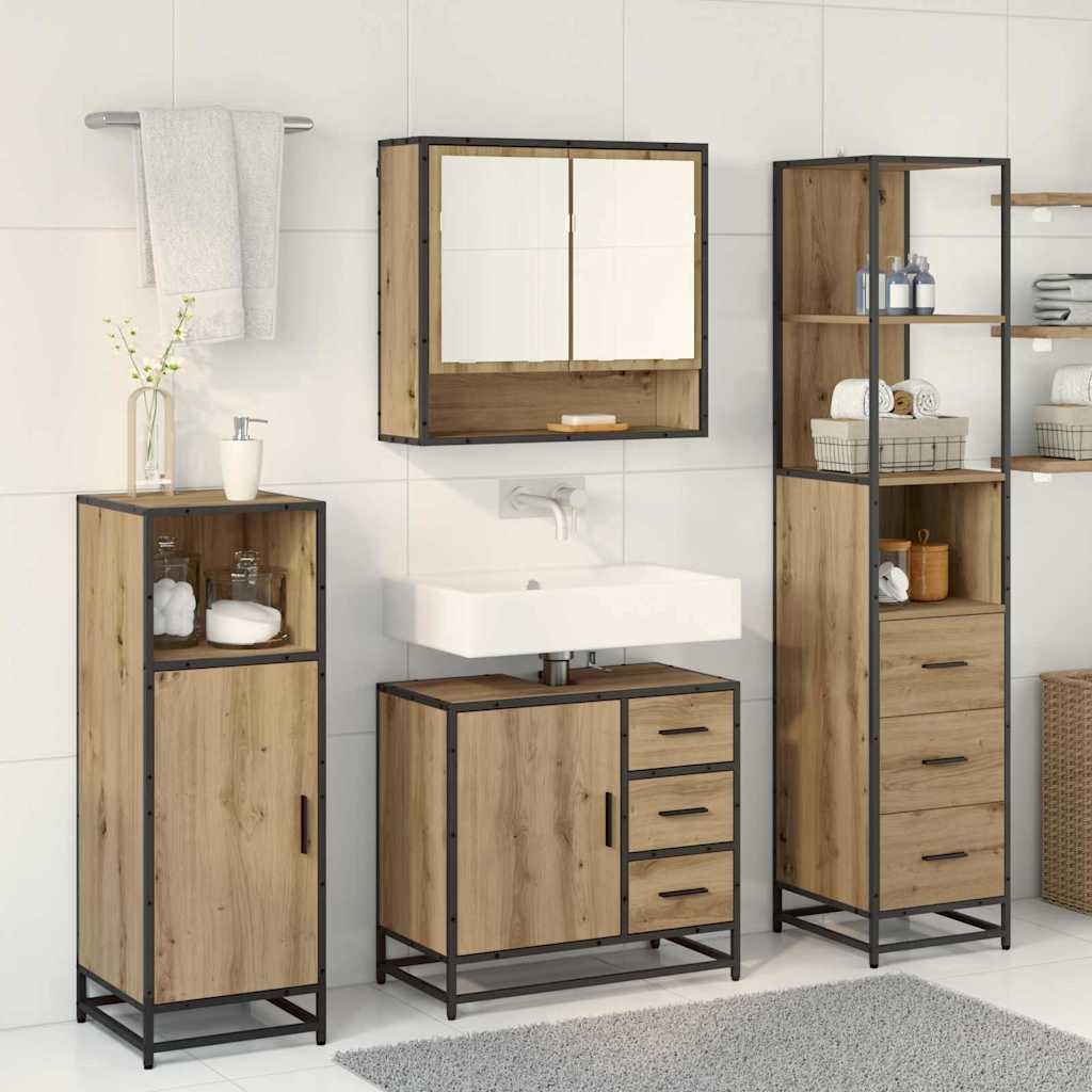 Baderomsinnredningssett 3 pcs Artisan Eik Konstruert tre