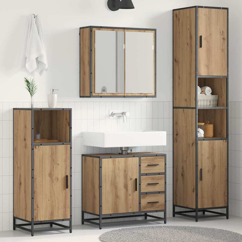 Baderomsinnredningssett 3 pcs Artisan Eik Konstruert tre