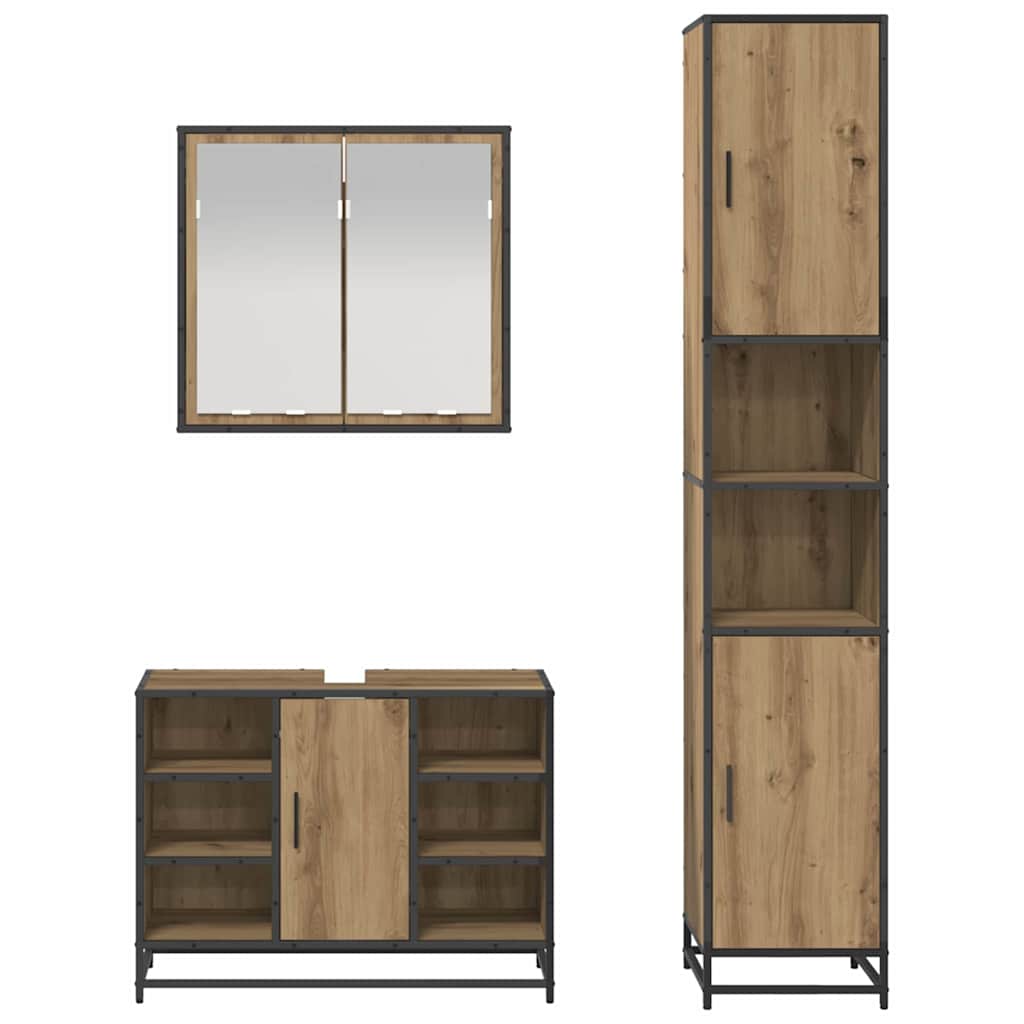 Baderomsinnredningssett 3 pcs Artisan Eik Konstruert tre