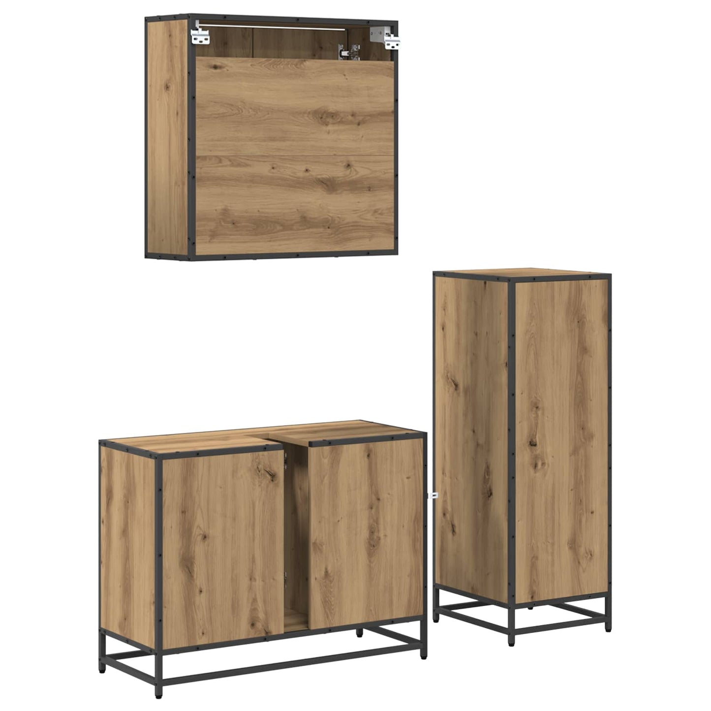 Baderomsinnredningssett 3 pcs Artisan Eik Konstruert tre