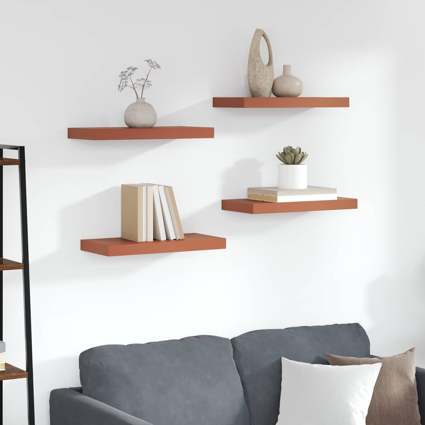 Vegghylle Veggmontert 4 pcs Rød 50 x 23 x 4 cm Konstruert tre
