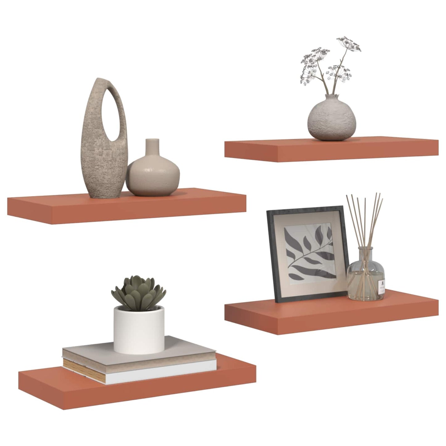 Vegghylle Veggmontert 4 pcs Rød 50 x 23 x 4 cm Konstruert tre